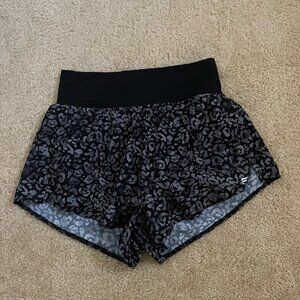 Fabletics Sun Chaser Shorts in Tonal Black Watercolor Leo & Black
